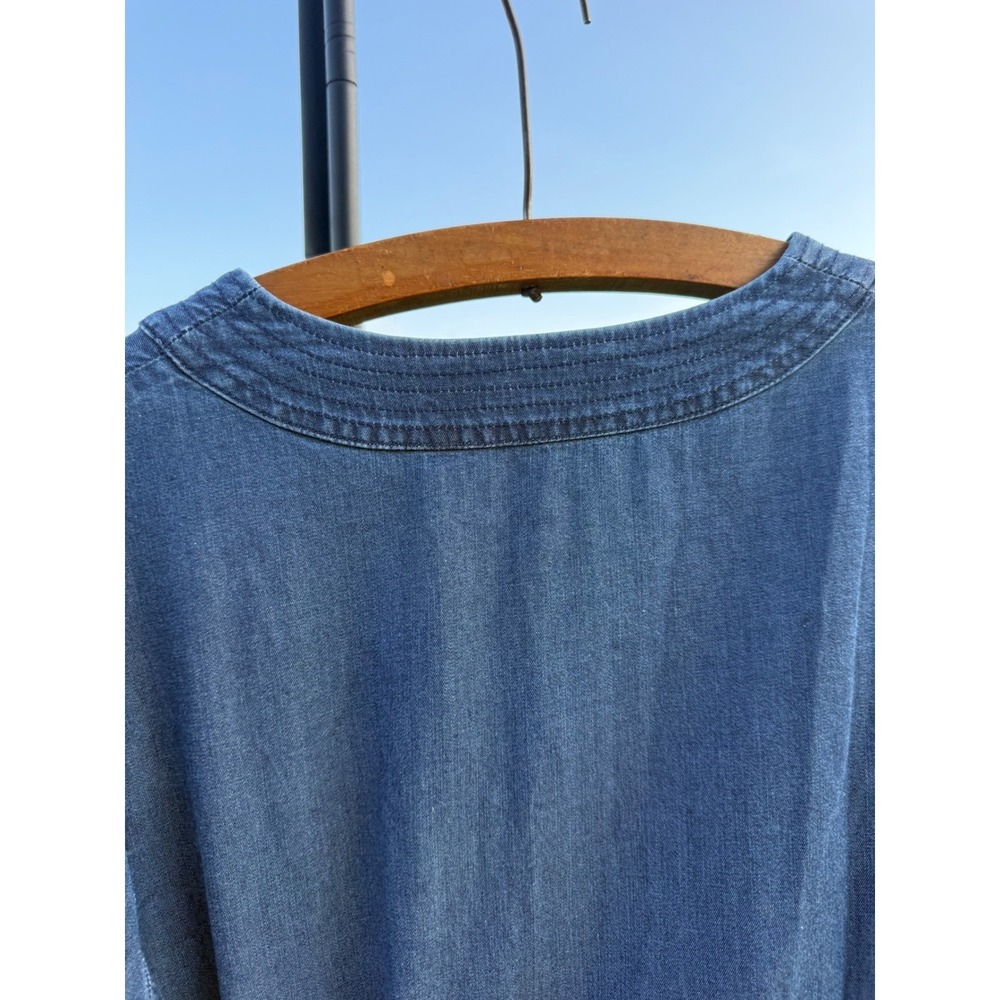Madewell NZ187 Chambray Lyocell Button Front Puff Sleeve Mini Dress Size 2 - Picture 6 of 12